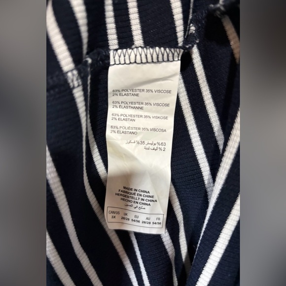 NWOT, Addition Elle, Plus-Size Wave-Patterned Striped Maxi Dress, 3X, Navy - Picture 5 of 10